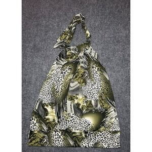 Vintage Y2K Double Take Green Animal Print Halter Top Plus Size 1x